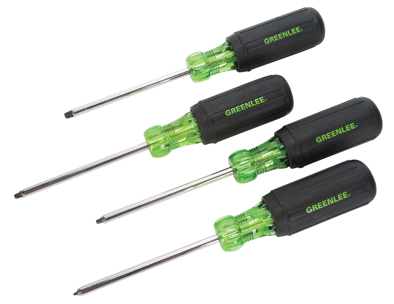 Greenlee 4 Piece Square Recess Tip Screwdriver Set with Cushioned Grip