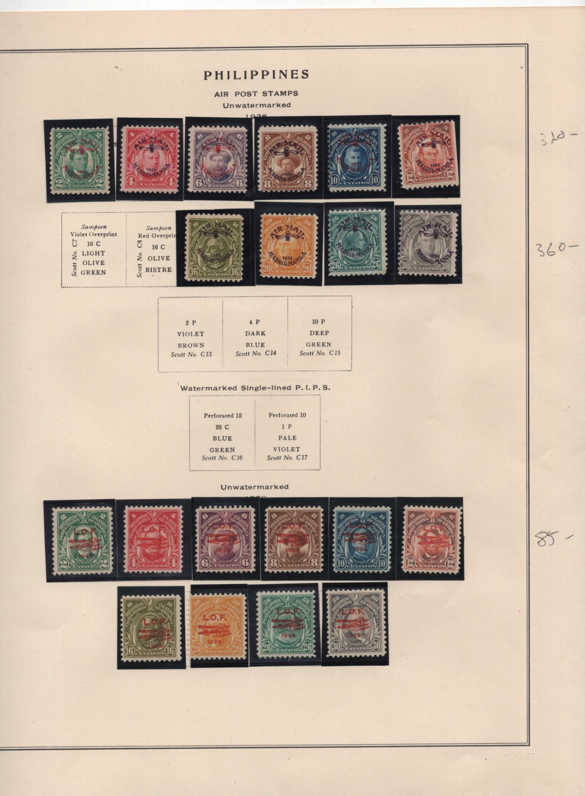US PHILIPPINES 1926 AIR MAIL COLLECTION TO 1976 ON 11 SCOTT ALBUM PAGES