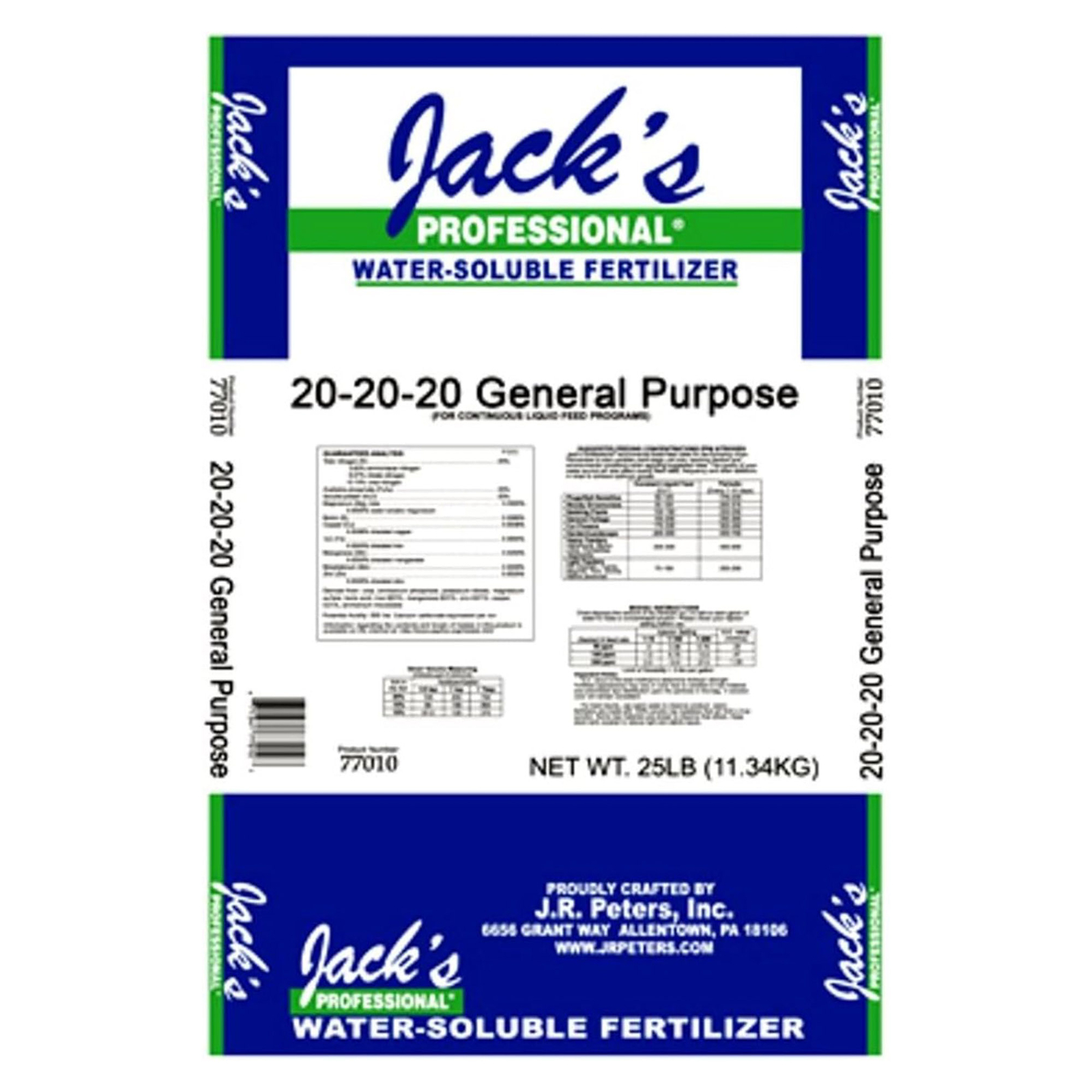 Jack\'s Professional 20-20-20 General Purpose Water-Soluble Fertilizer, 25lbs Jack\'s Professional 20-20-20 General Purpose Water-Soluble Fertilizer, 25lbs