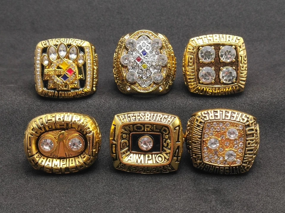 6 Ring 1974 1975 1978 1979 2005 2008 Pittsburgh Steelers ring set gift 。 6 Ring 1974 1975 1978 1979 2005 2008 Pittsburgh Steelers ring set gift 。