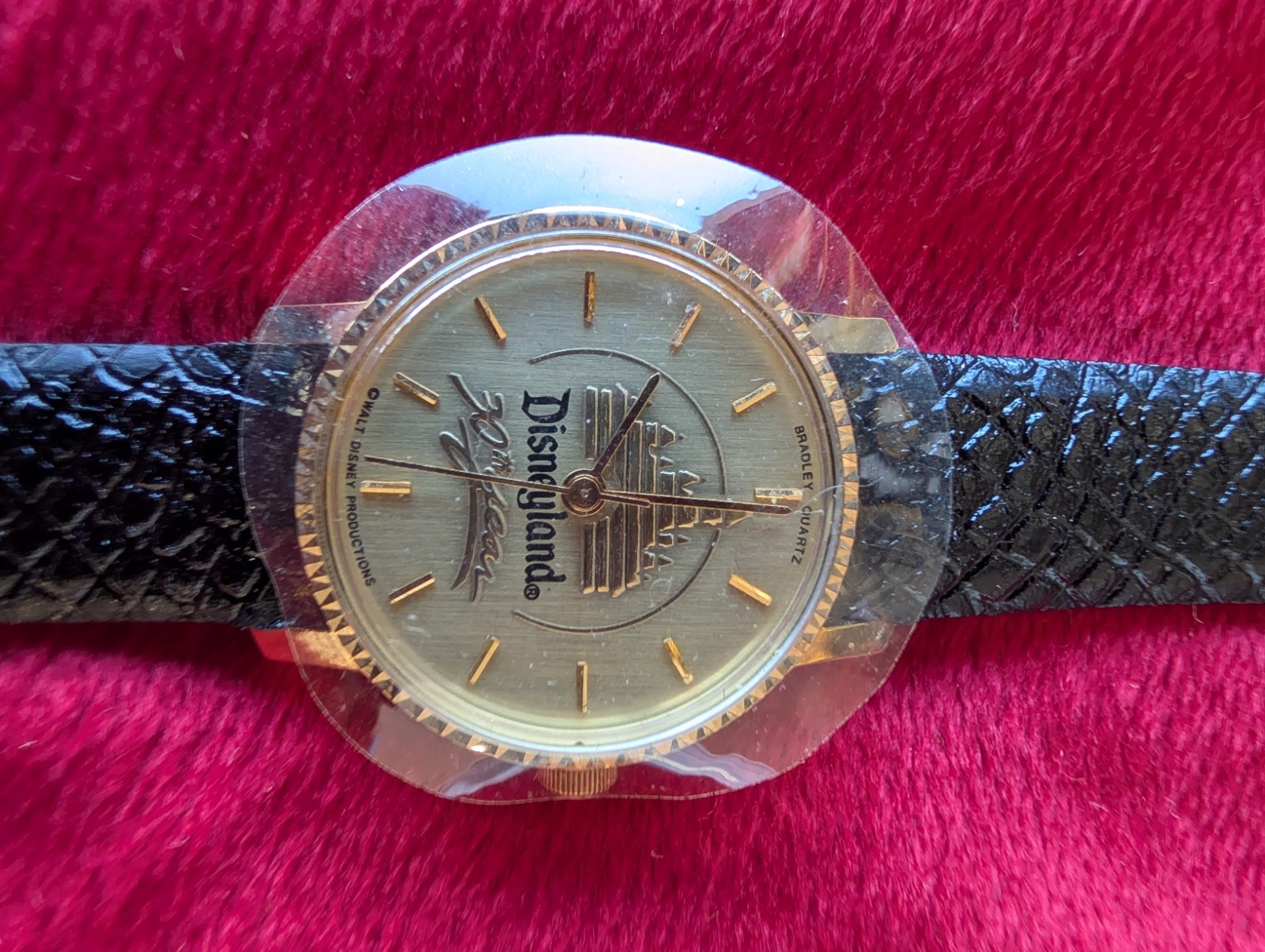 NOS Vtg 1985 Bradley Quartz Disneyland 30th Anniversary Watch w/ Box & Papers 