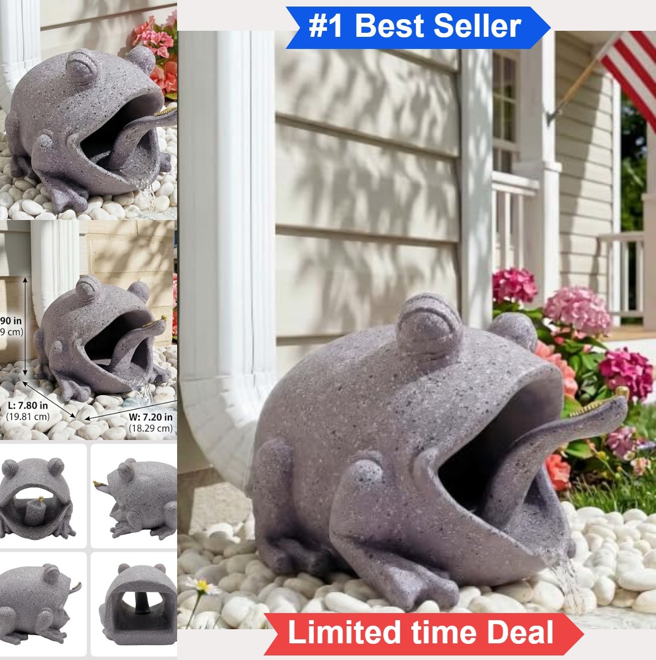 Frog Resin Sculpture Downspout Extension 3x4 Inch Rain Gutter Decor Hand