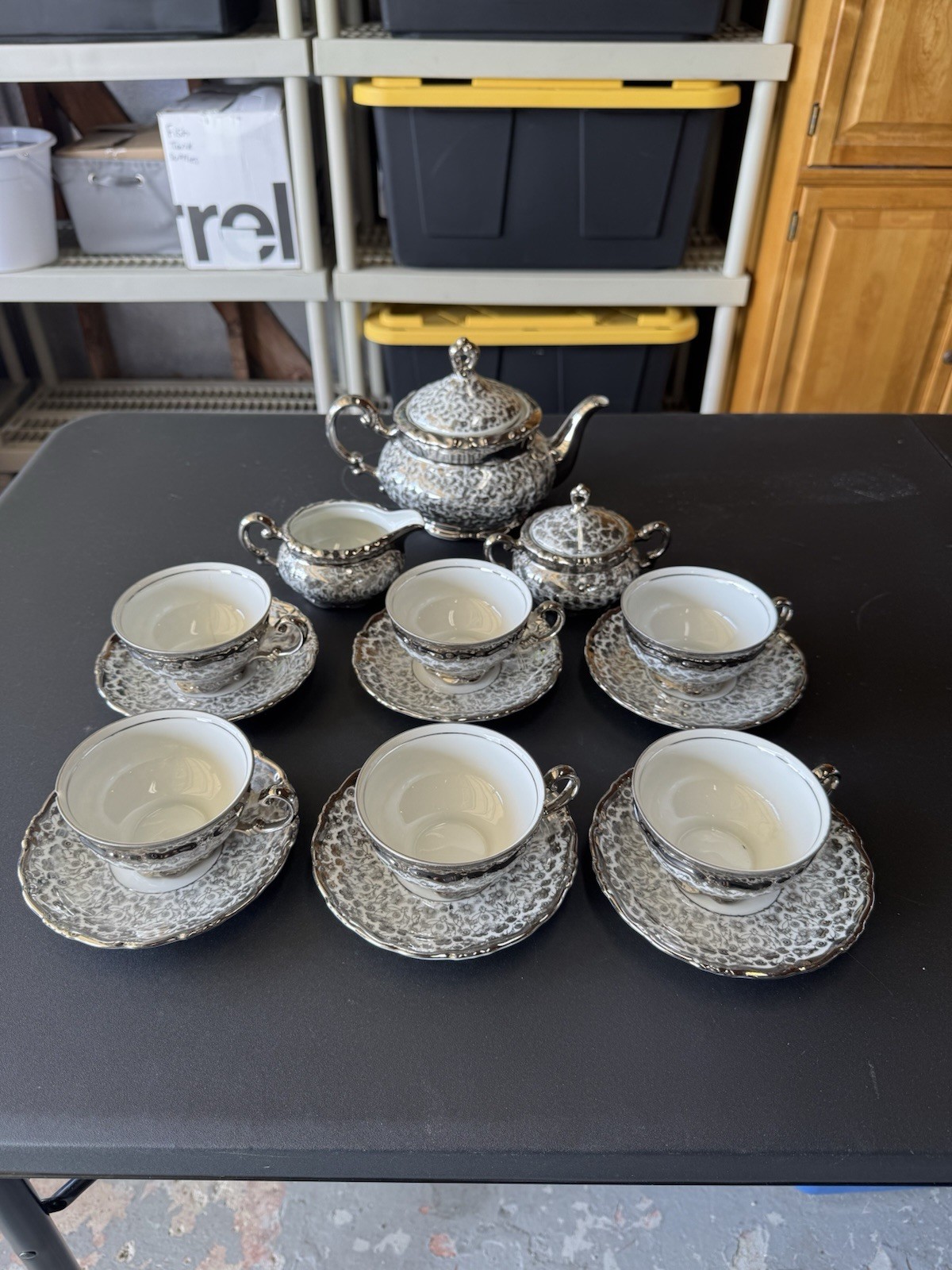 Vintage Mitterteich Bavaria Tea Set 1930s-1940s 15 Piece Silver Floral China
