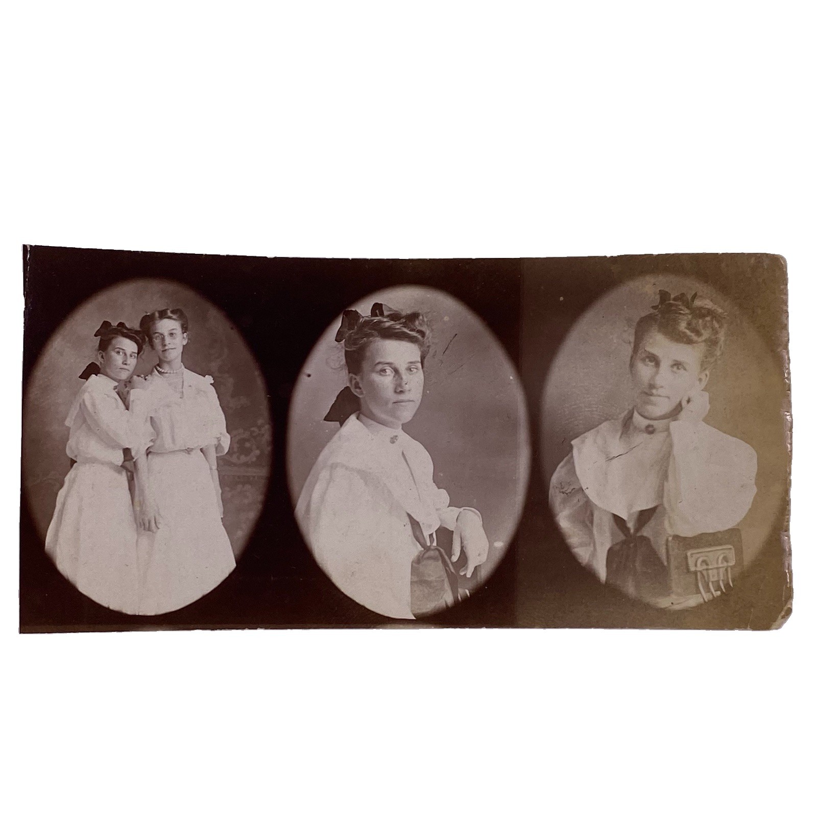 Antique Photograph Strip Cute Teenage Girls Friends Studio PhotoStrip NAMED Antique Photograph Strip Cute Teenage Girls Friends Studio PhotoStrip NAMED