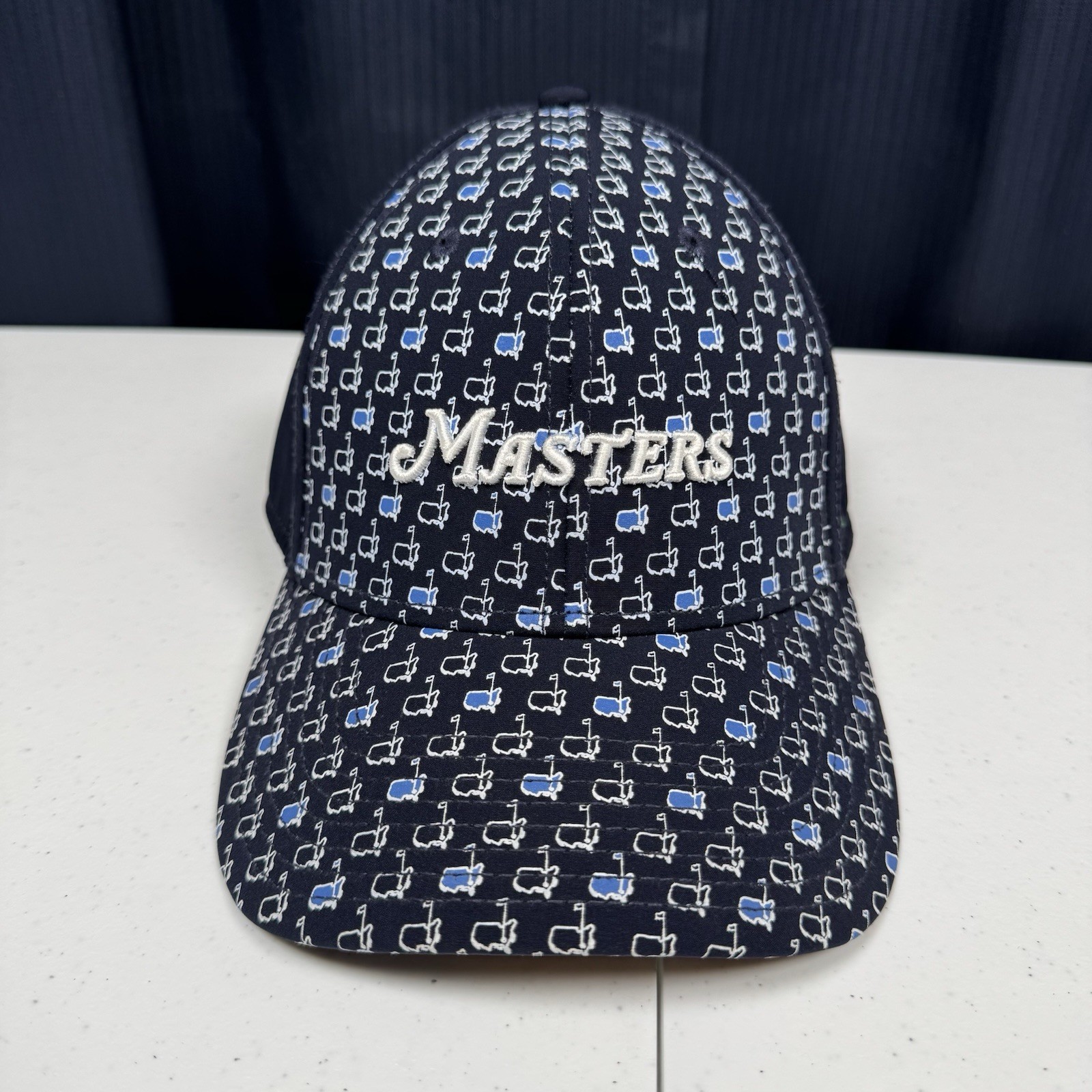 Masters American Needle Strapback Hat Navy Blue All Over Print Golf Masters American Needle Strapback Hat Navy Blue All Over Print Golf