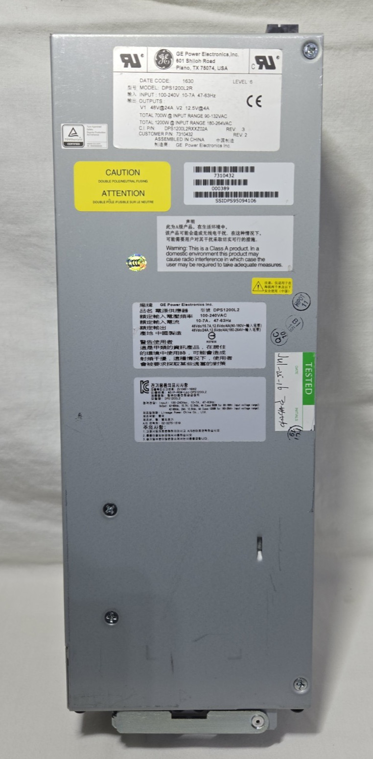 EUC GE DPS1200L2R Server Power Supply IEC C14 100-240V 1200W see pics for detail EUC GE DPS1200L2R Server Power Supply IEC C14 100-240V 1200W see pics for detail