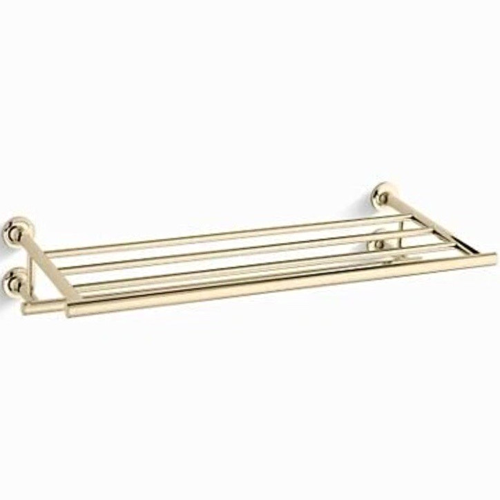 KOHLER Wall  Mounted Gold Metal Bathroom Towel Shelf Rack Holder, Adults Dept