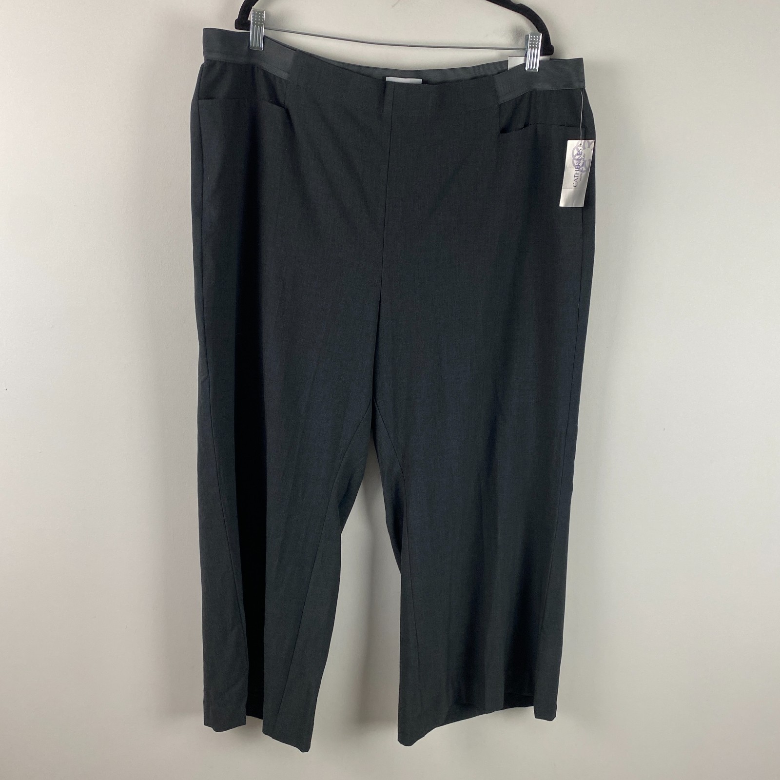 Catherines Refined Wide Leg Pull On Pants Size 2XWP Gray Stretch High Waist