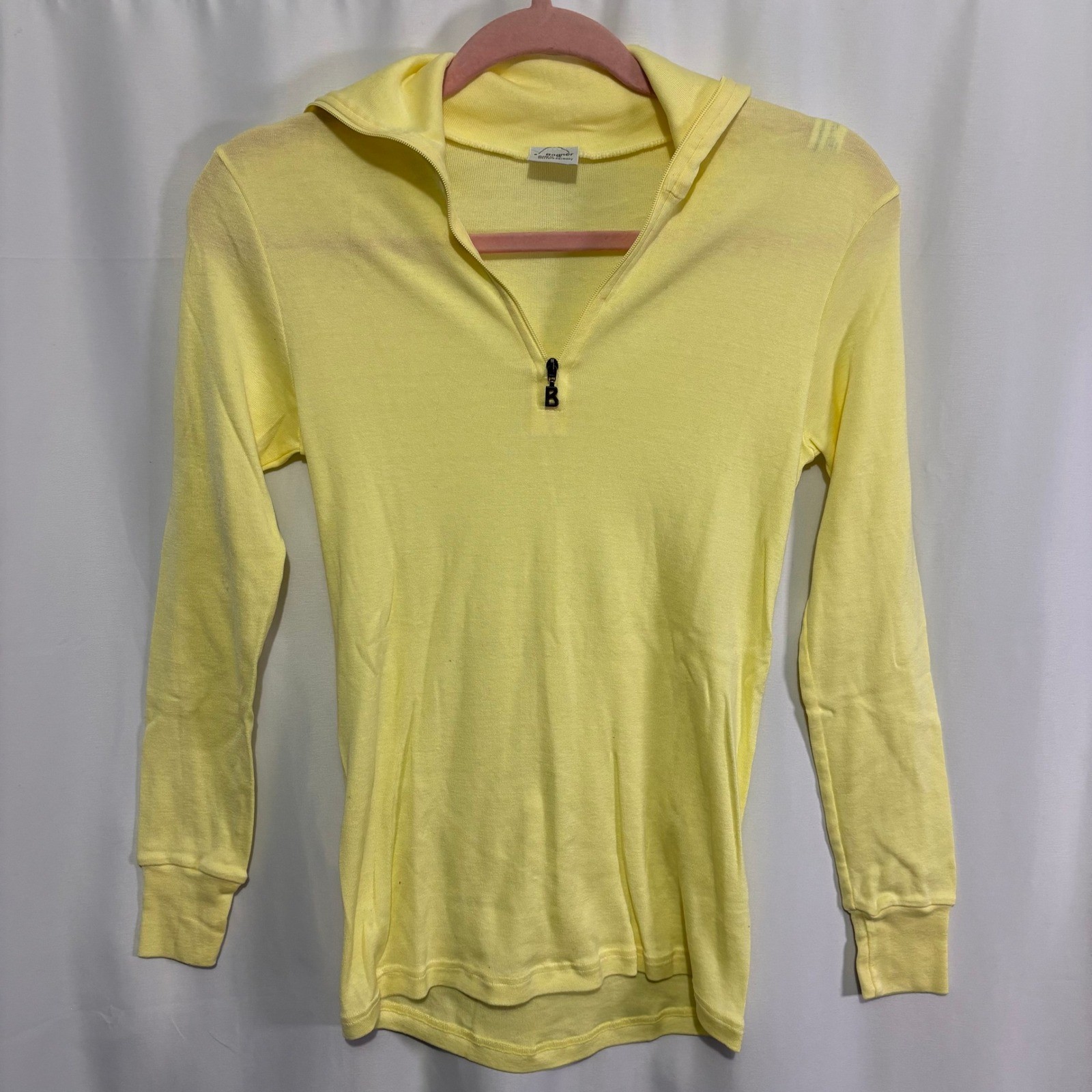 Vintage Bogner Yellow Quarter Zip Base Layer Pullover Top Made in Germany Small
