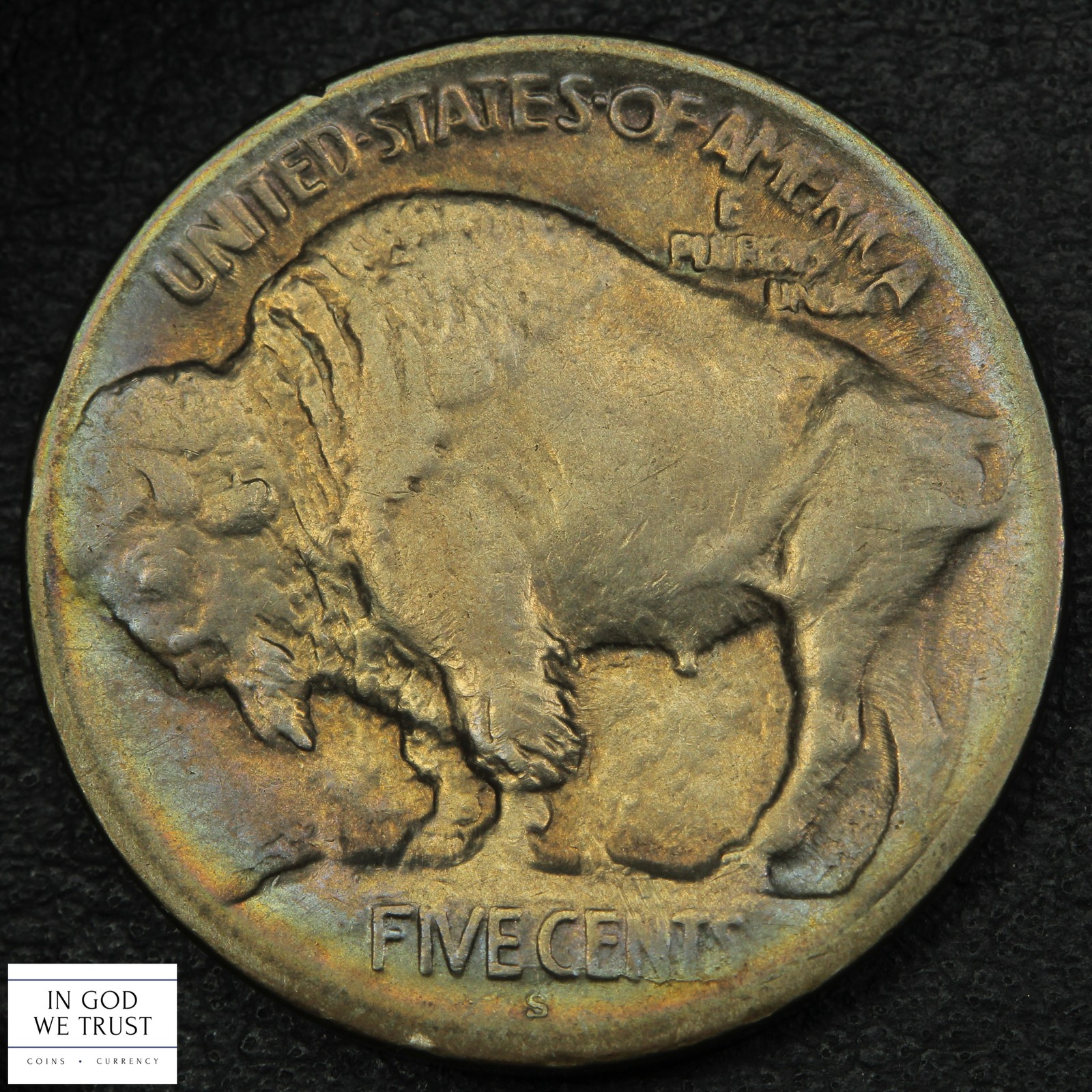 1913 S Type 1 Buffalo Nickel 5C (TONED)