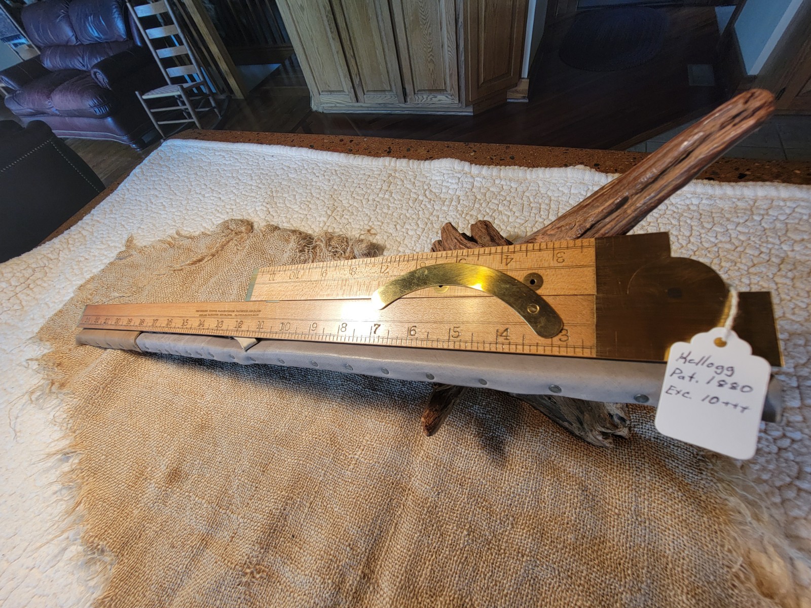 Vintage Antique Kellogg Boxwood Folding Square Pat. 1880 Exc. Vintage Antique Kellogg Boxwood Folding Square Pat. 1880 Exc.