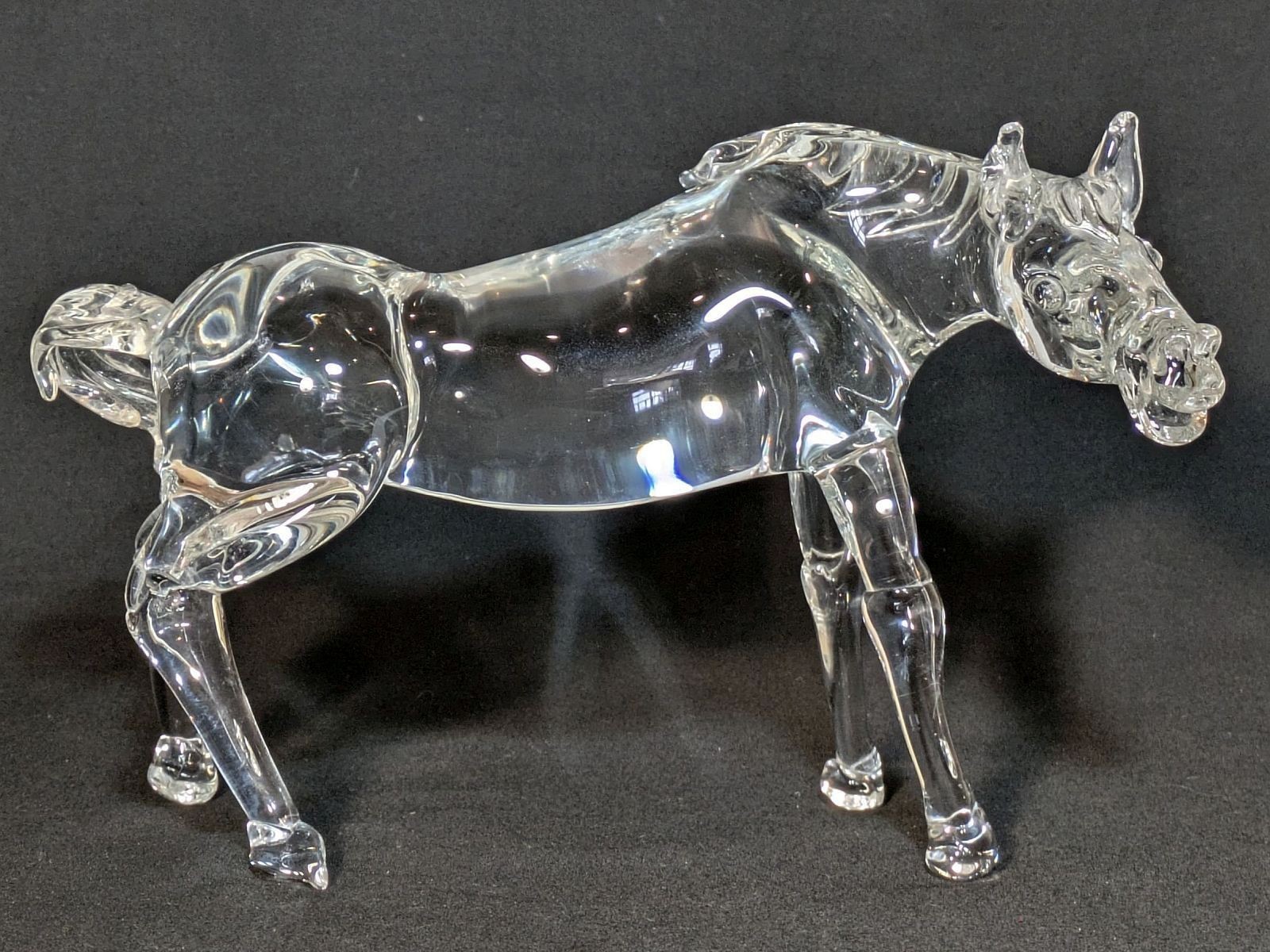 Vintage Signed Pino Signoretto  Murano Crystal Glass Horse Figurine