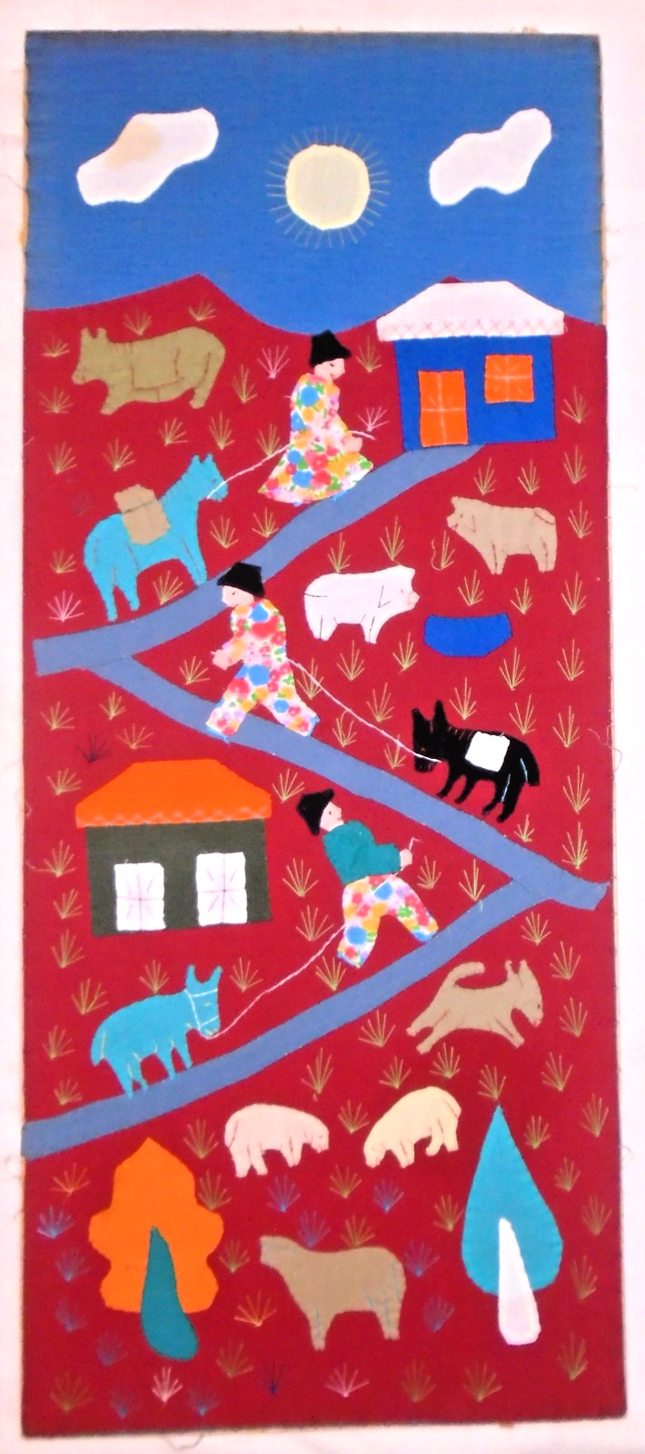 Vtg Arpillera Peru Folk Art Tapestry Quilted Appliqué Cuts, 12\ Vtg Arpillera Peru Folk Art Tapestry Quilted Appliqué Cuts, 12\