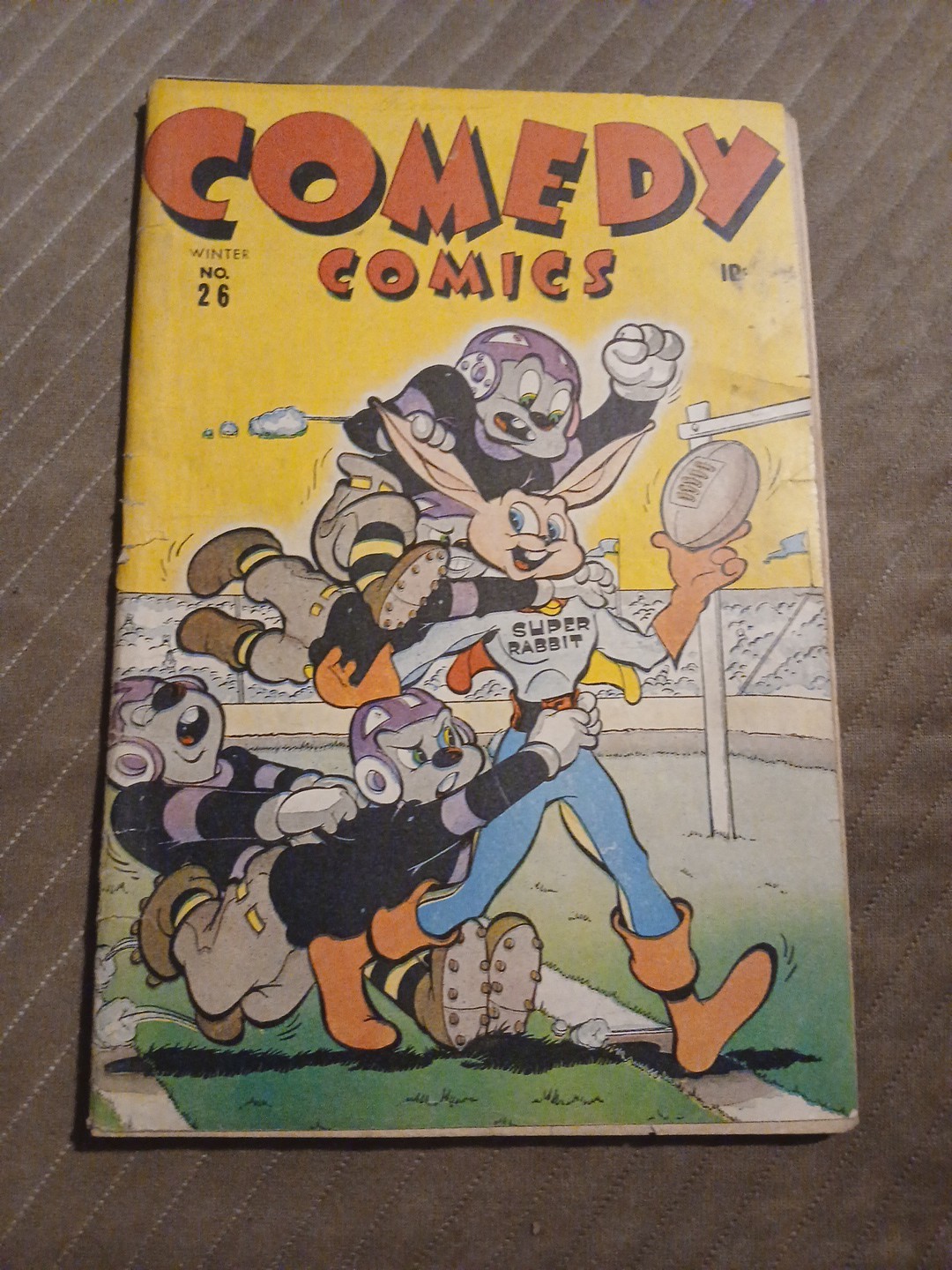 Comedy #26 1944-Timely-Super Rabbit cover football cover-WWII Era Superhero Comedy #26 1944-Timely-Super Rabbit cover football cover-WWII Era Superhero