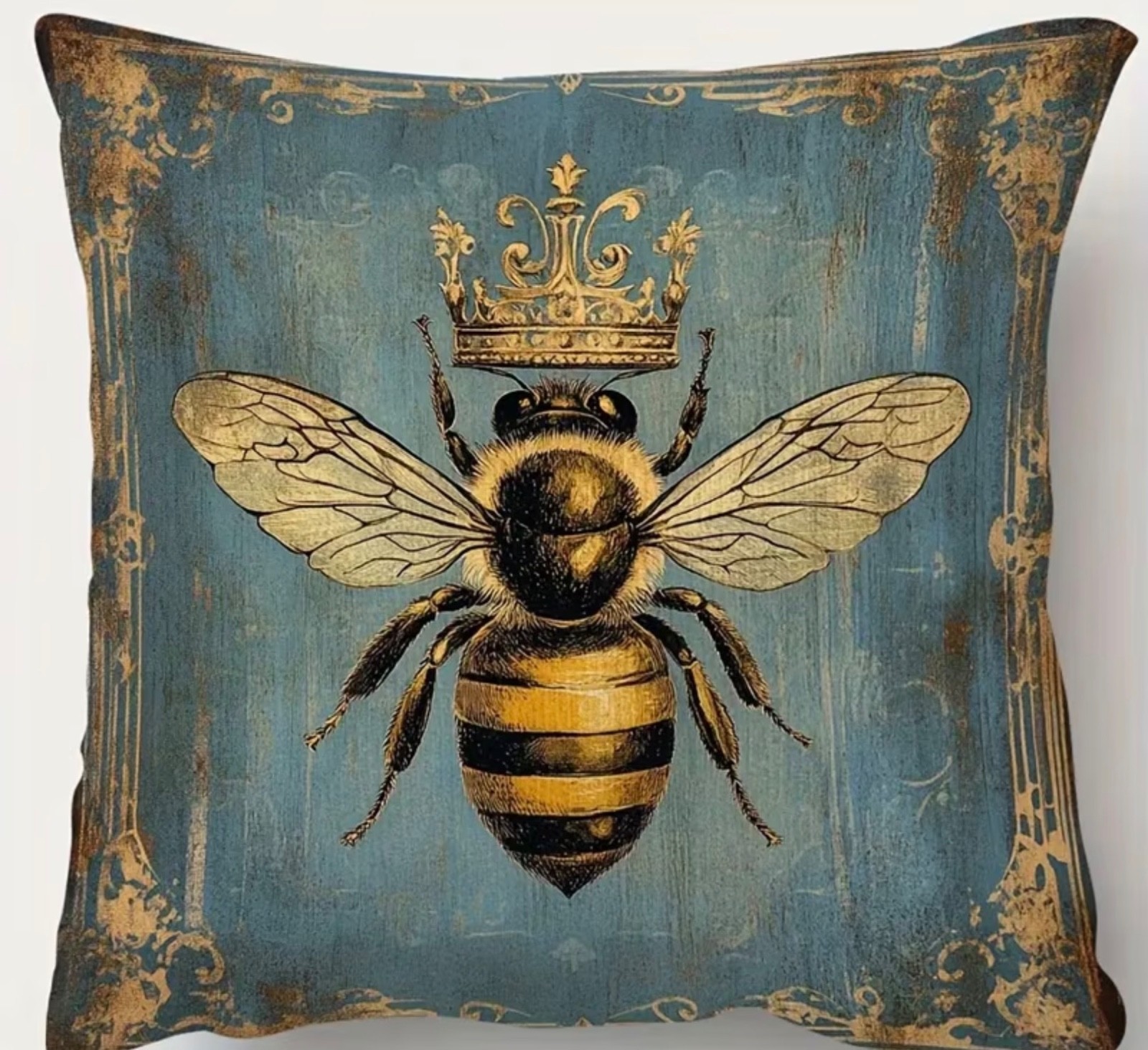 Bee and Crown Design Decorative Pillow Cover - 18.0x18.0in-NEW