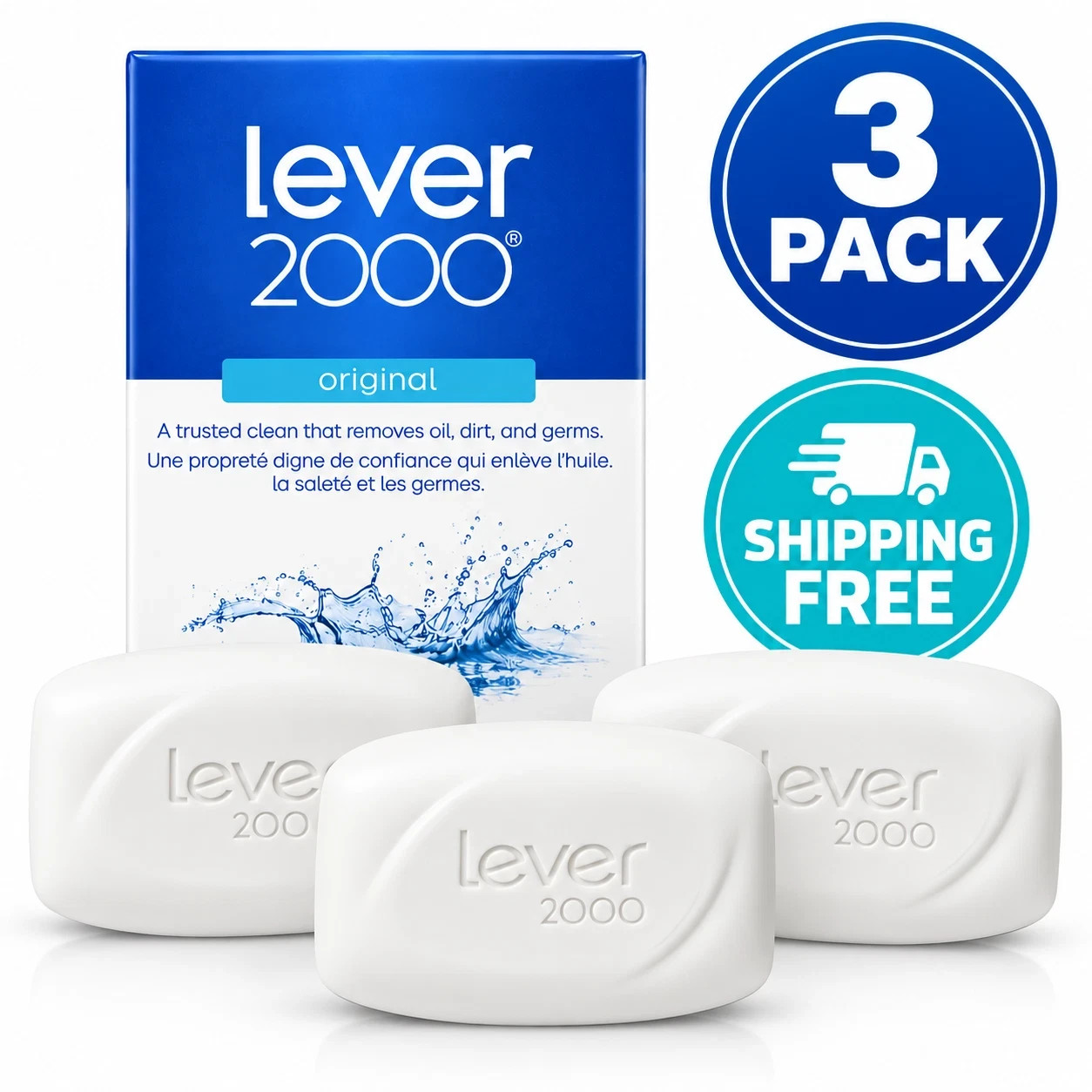 Lever 2000 Bar Soap, Original, 3.75 oz (3 PACK)