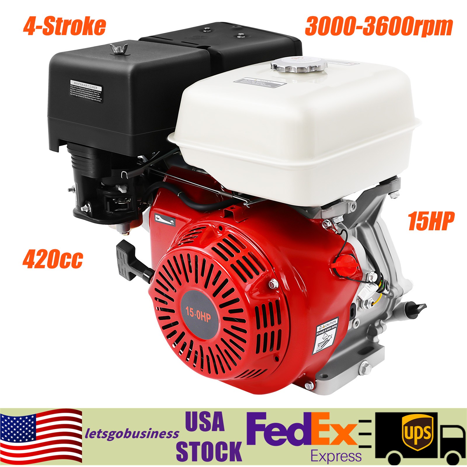 420CC 4 Stroke Gas Engine Motor OHV Horizontal Go Kart Motor Recoil Start 15 HP