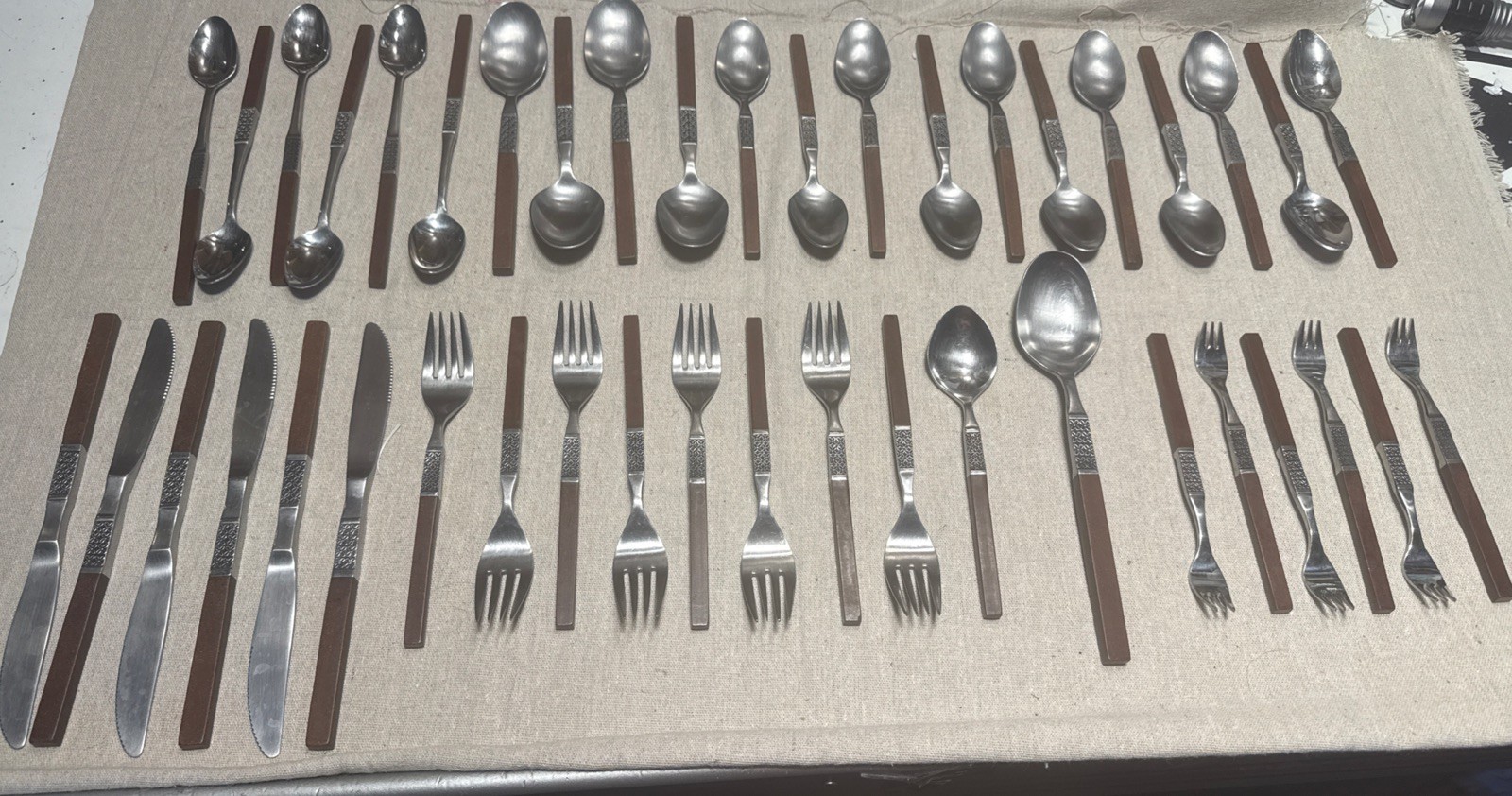 Vintage Northland Anticipation Teak Handled Flatware Japan 43 Pc Beautiful