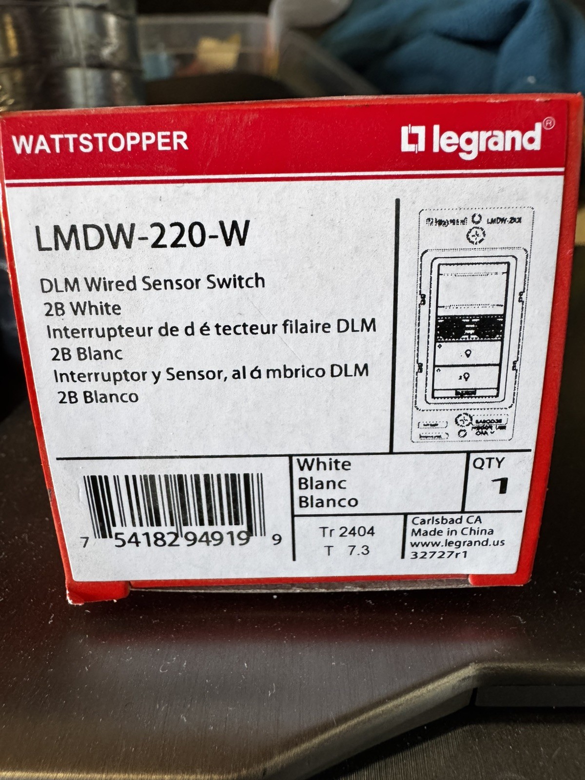 WATTSTOPPER LMDW-220-W DLM MOTION SWITCH WHITE **NEW**