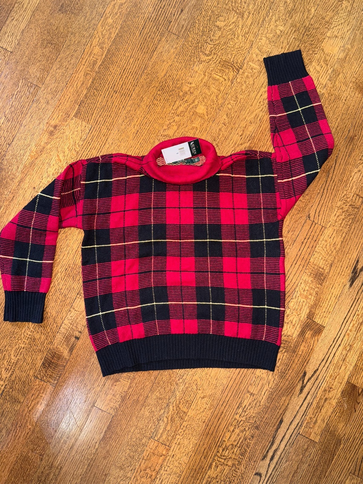 NWT Ralph Lauren Red & Black Plaid Turtleneck Sweater - SMALL NWT Ralph Lauren Red & Black Plaid Turtleneck Sweater - SMALL