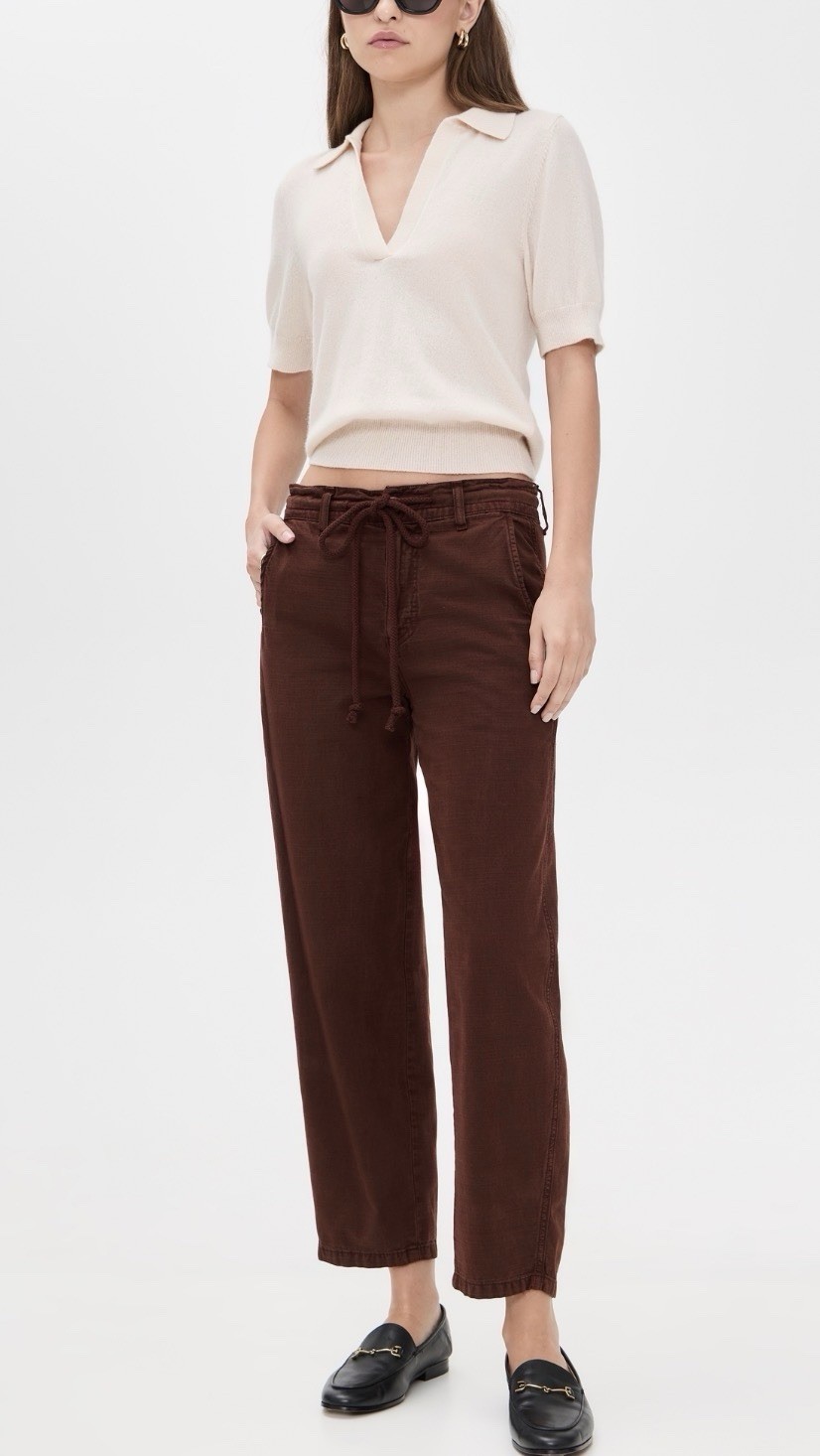 AMO Elaine Vintage Brown Cocoa Cotton Pants Drawstring Barrel Leg 29 AMO Elaine Vintage Brown Cocoa Cotton Pants Drawstring Barrel Leg 29