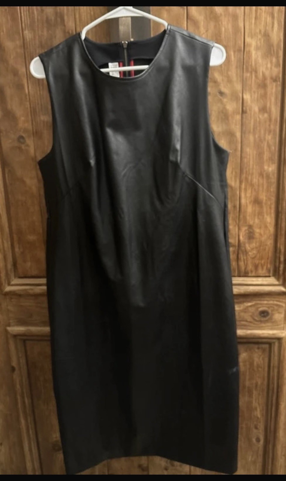 Spanx Womens Black Faux Leather Sheath Dress Midi Length Size XL Retail $228