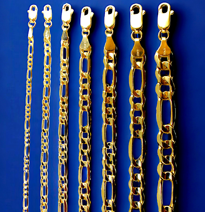 10K Yellow Gold SOLID Figaro Necklace Bracelet Chain Italian Real 2-11mm 7\