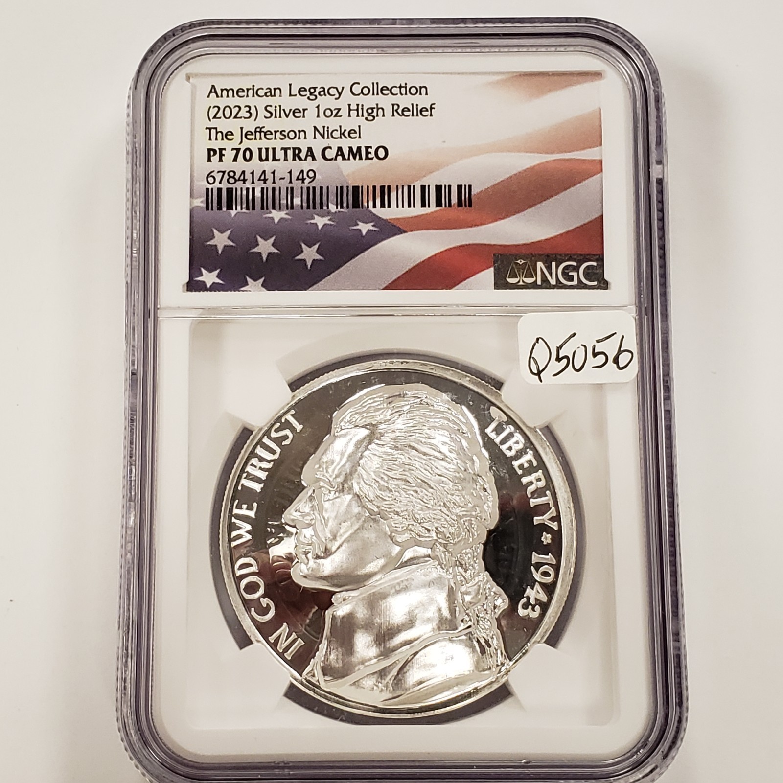 2023 Jefferson Nickel 1 oz .999 Silver Domed Osborne Proof - NGC PF 70 - Q5056