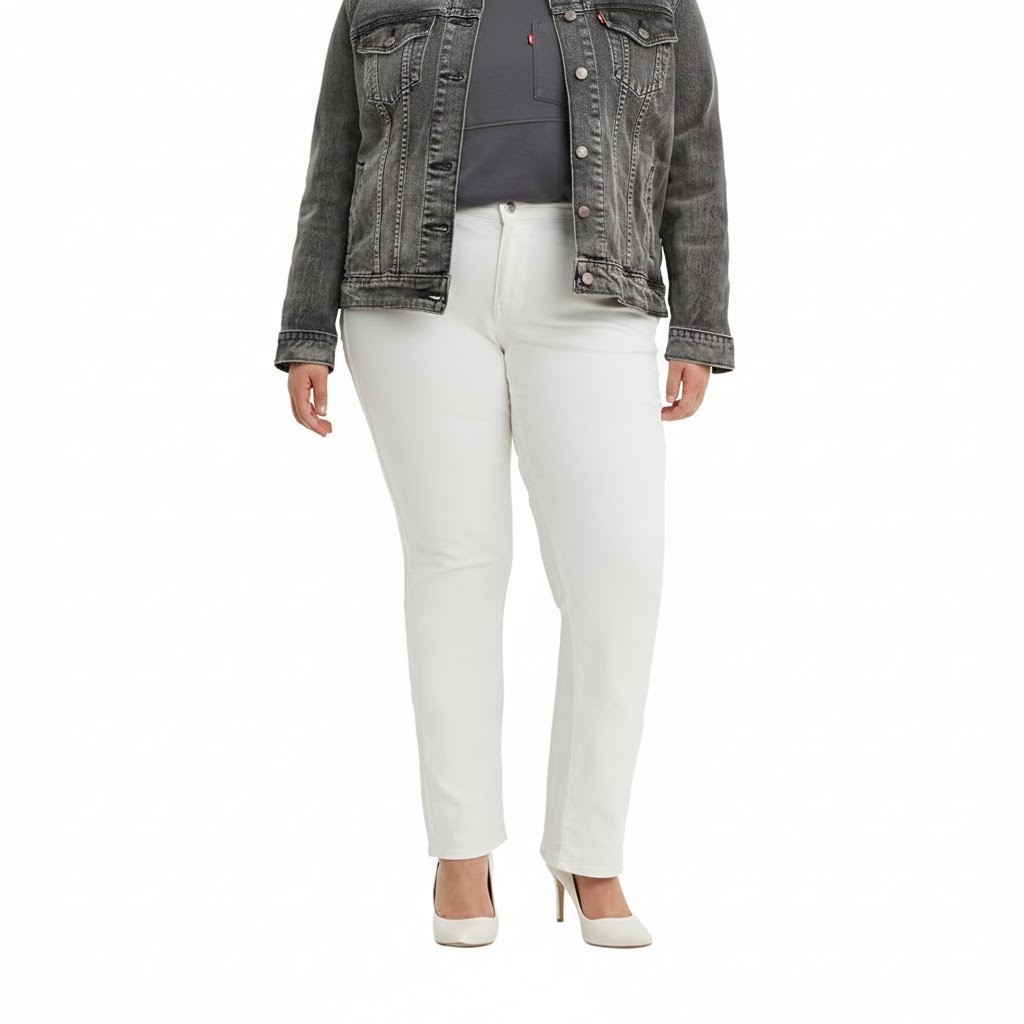 Levi\'s Classic Straight Plus Size Jeans Women\'s 24W Solid Simply White 5-Pockets