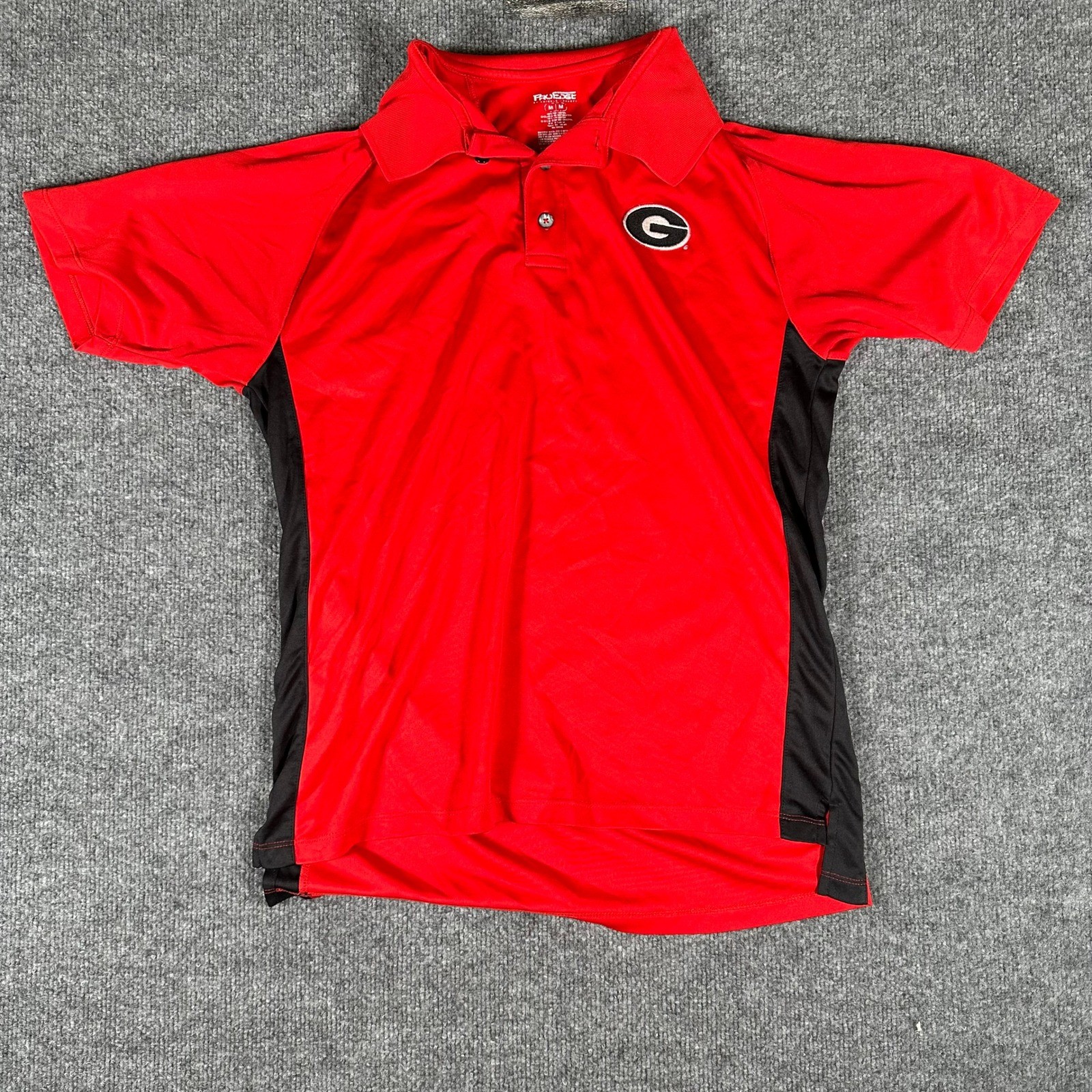 ProEdge Polo Mens Size M Red Black Georgia Bulldogs NCAA Athletic Gameday Shirt