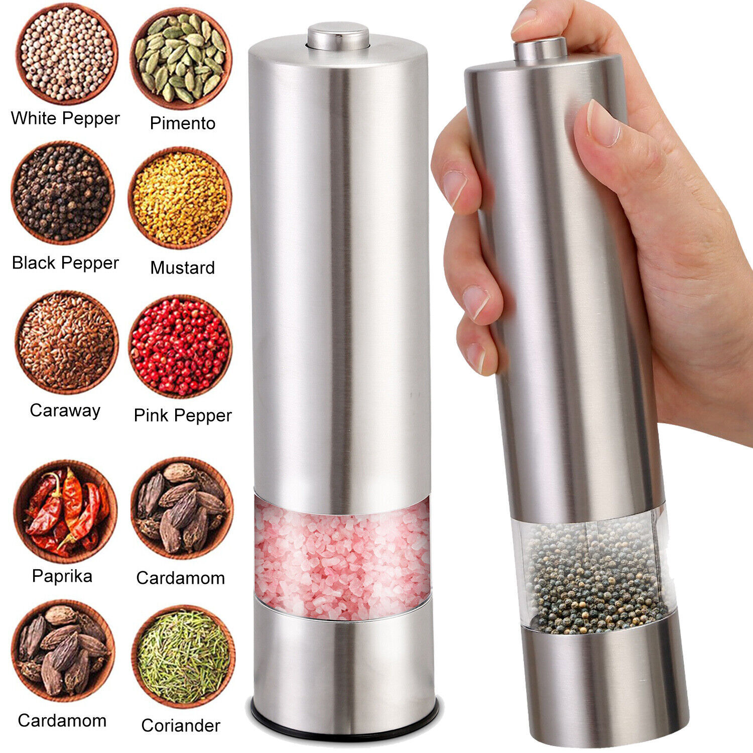 2PCS Electric Salt and Pepper Grinder Set, Automatic Salt and Pepper Grinder US 2PCS Electric Salt and Pepper Grinder Set, Automatic Salt and Pepper Grinder US