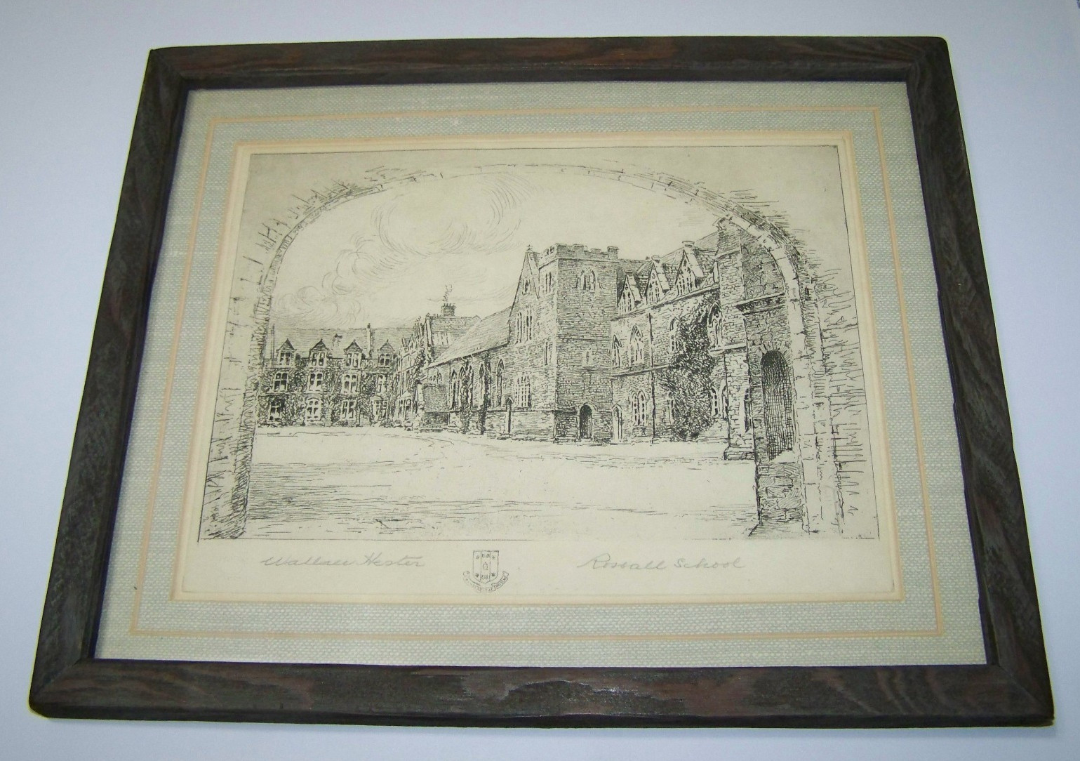 Rossall School & Arch Wallace Hester Antique Signed Etching Print Remarque Proof