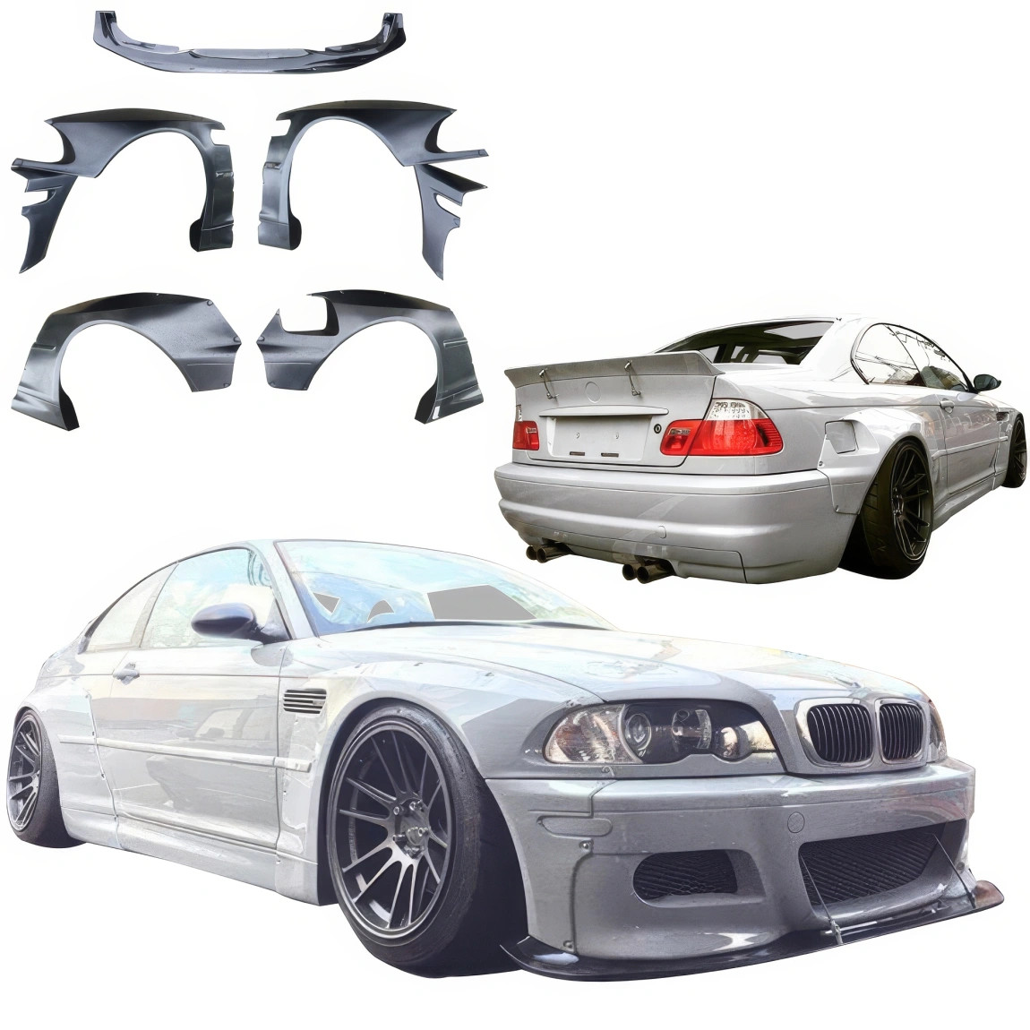 VSaero FRP TKYO Wide Body Kit 7pc 325Ci 330Ci (E46) 2dr Coupe for 3-Series BMW