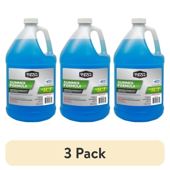 (3 pack) Super Tech Summer Windshield Washer Fluid +32F Protection, 1 Gallon