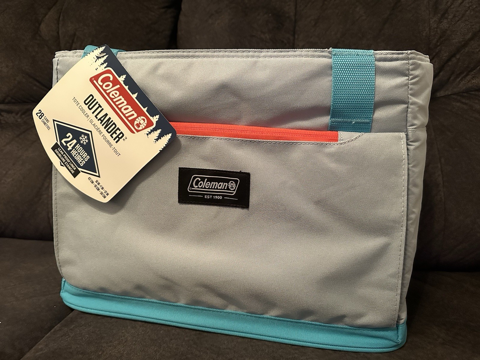 NEW COLEMAN OUTLANDER 28 Can SOFT COOLER Blue INSULATED TOTE BAG Leak Proof