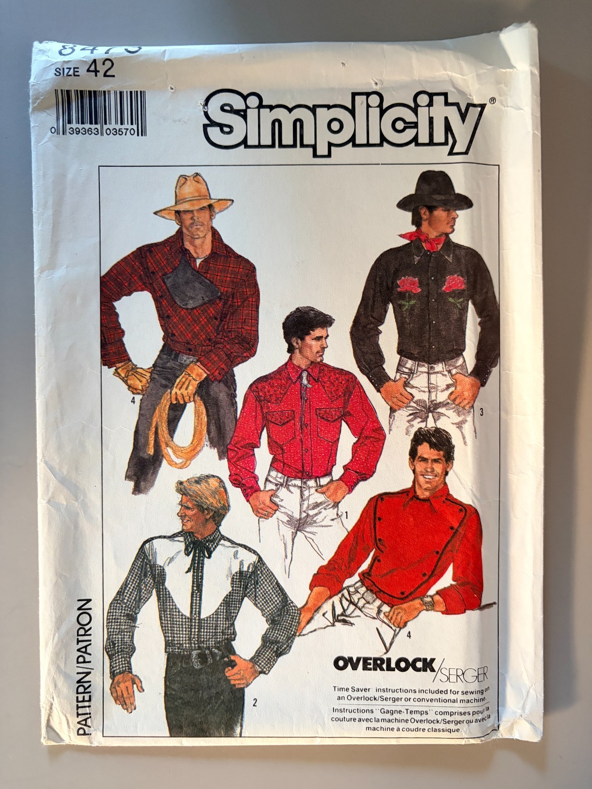 Vintage 80s Simplicity Sewing Pattern 8473 Men's Fitting Shirt Size 42 UNCUT FF