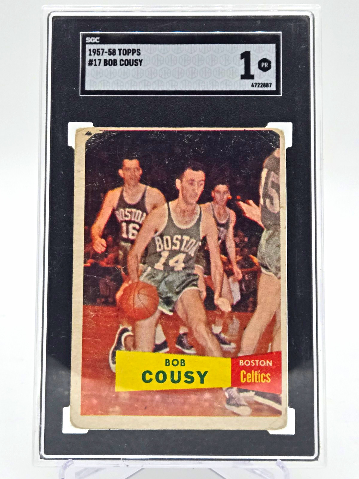 Topps 1957-58 Topps Bob Cousy #17 Boston Celtics SGC 1 Graded Card