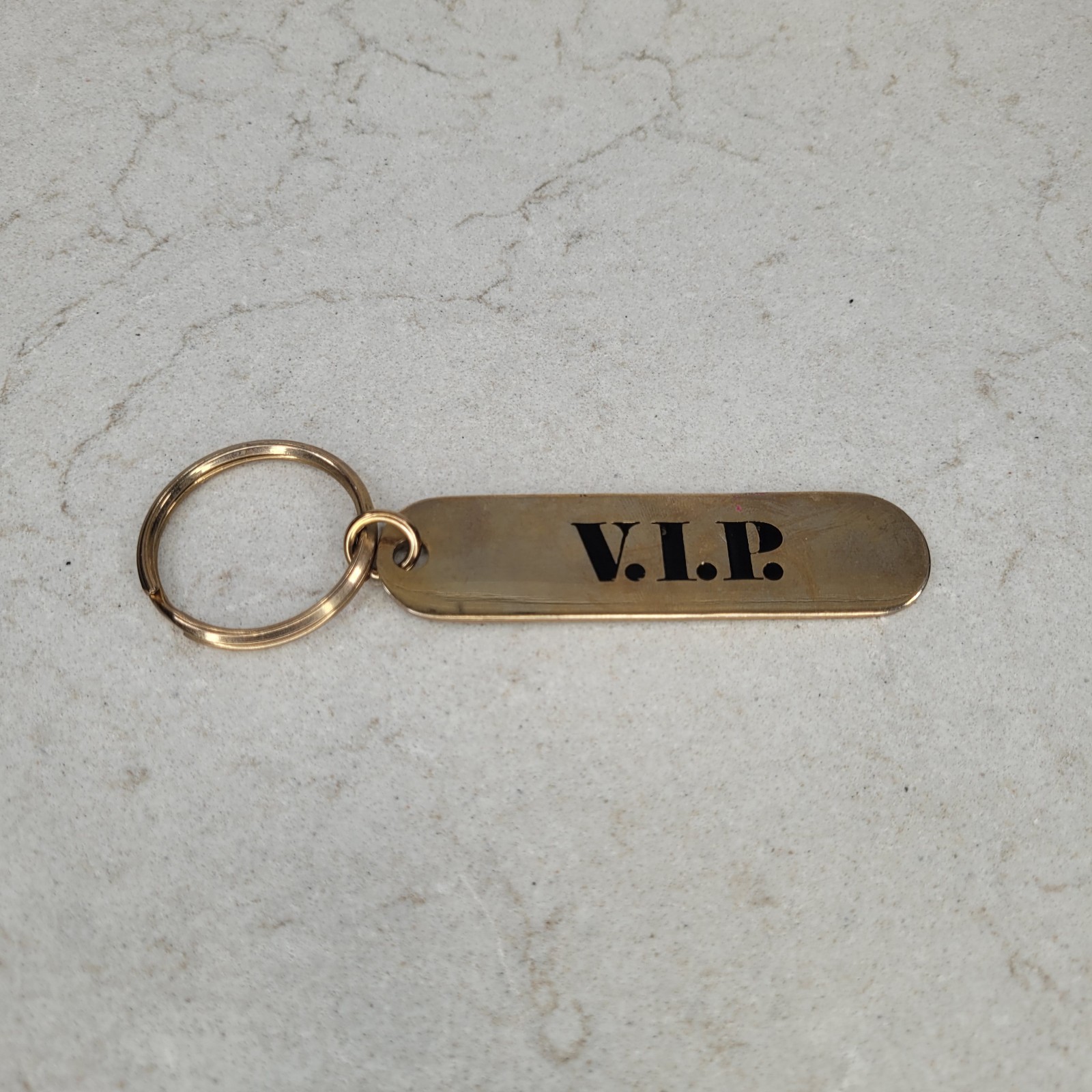 Vintage Russ Keychain Brass Metal \