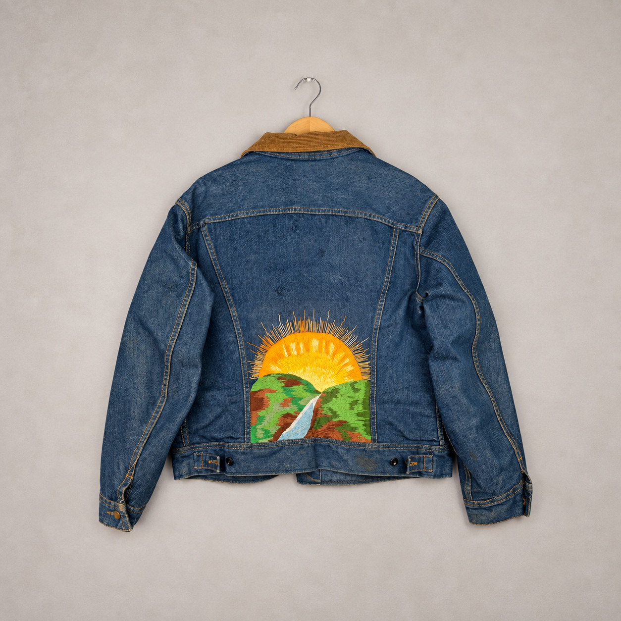 VTG 70s Lee Storm Rider Jacket Mens L Dark Wash Denim Wool Lined Embroidered USA