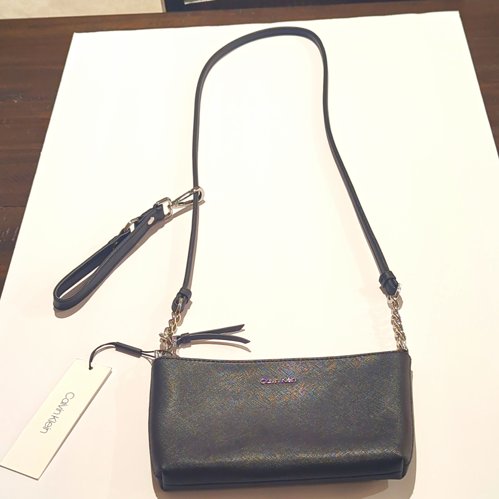 NWT Calvin Klein Hayden Black Saffiano Leather Crossbody Wristlet NWT Calvin Klein Hayden Black Saffiano Leather Crossbody Wristlet