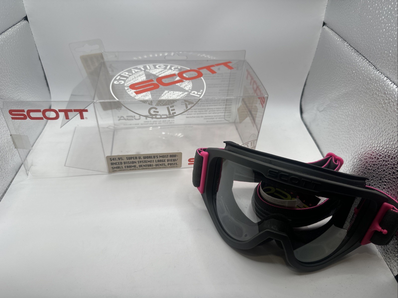 Vintage Scott Super V Motocross Goggles Black MX BMX NOS Made in USA