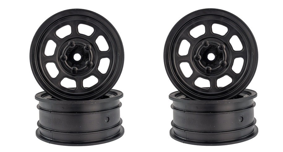 DE Racing Speedway Front Buggy Wheels Black Associated B6 & CW Oval DER-DSB-AFB