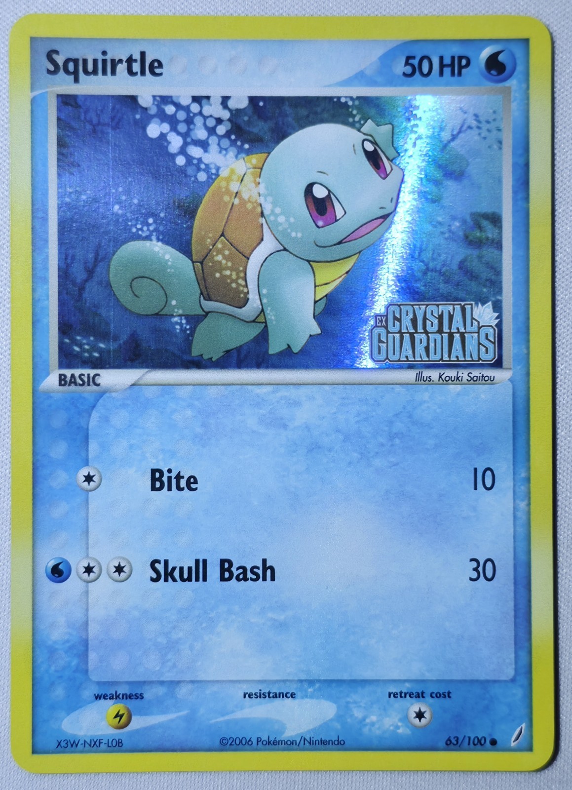Pokémon TCG - Squirtle 63/100 Reverse Holo - 2006 EX Crystal Guardians - N/M