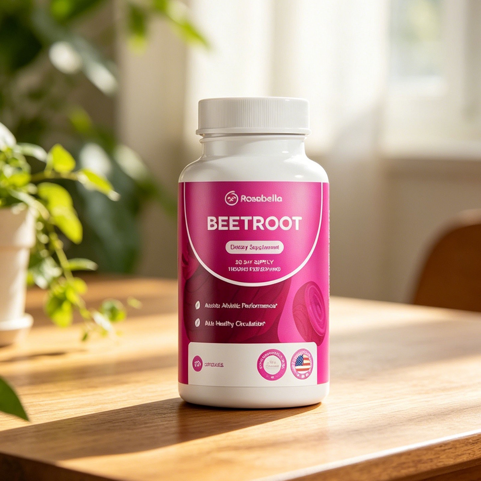 3/2pcs Rosabella Organic Beet Root Powder 1300mg Capsules Support Blood Pressure