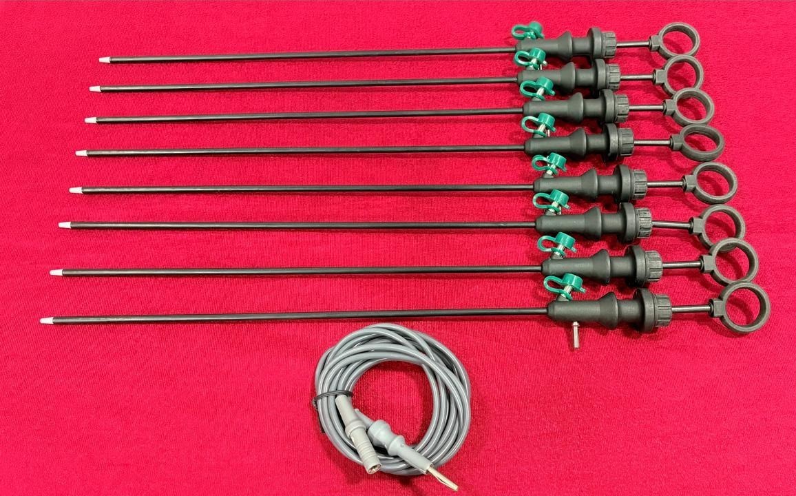 8pc Laparoscopic PCOD Needle 5mmx330mm with Ring Handle & Cable Reusable