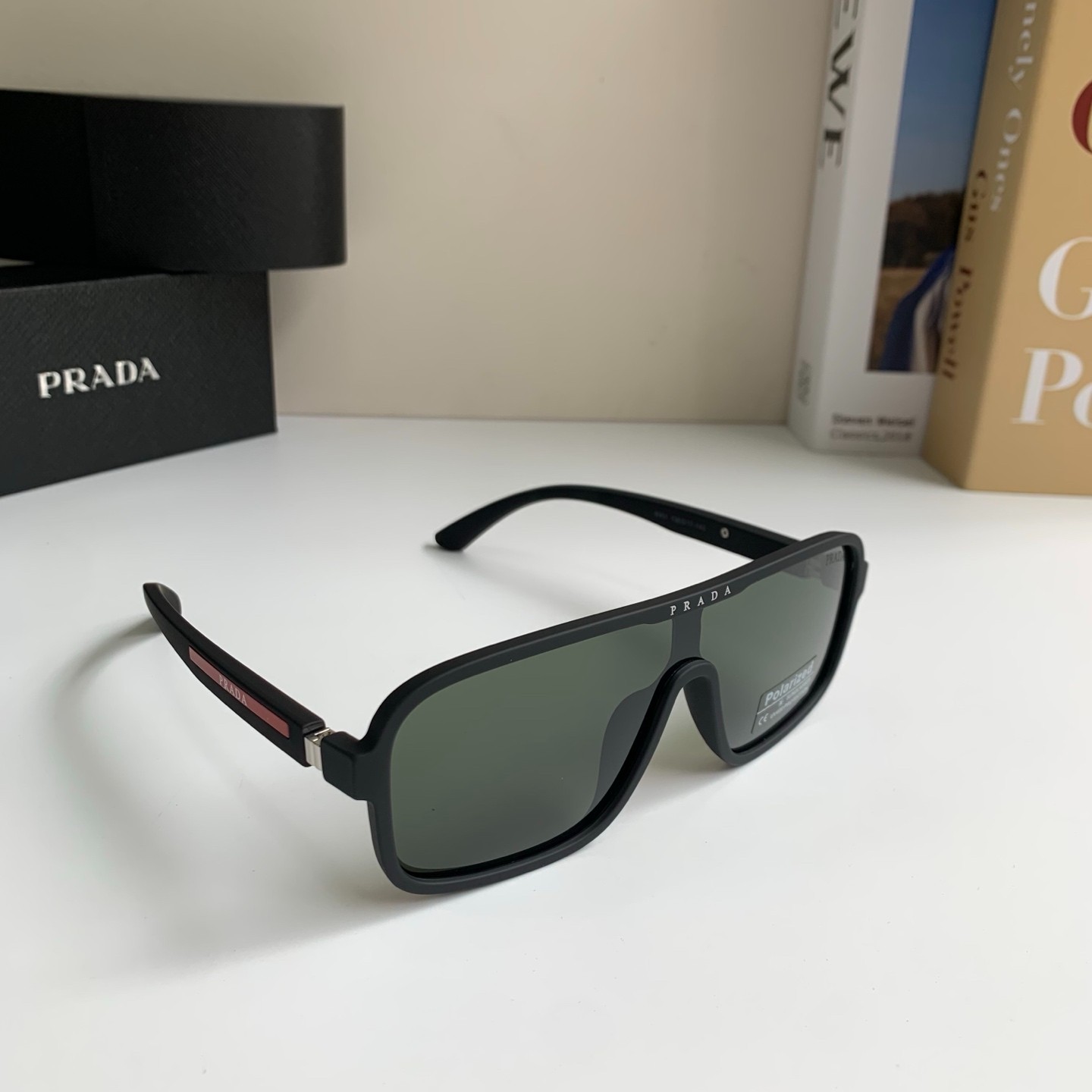 PRADA Men's Casual Square Shield Sunglasses PRADA Men's Casual Square Shield Sunglasses
