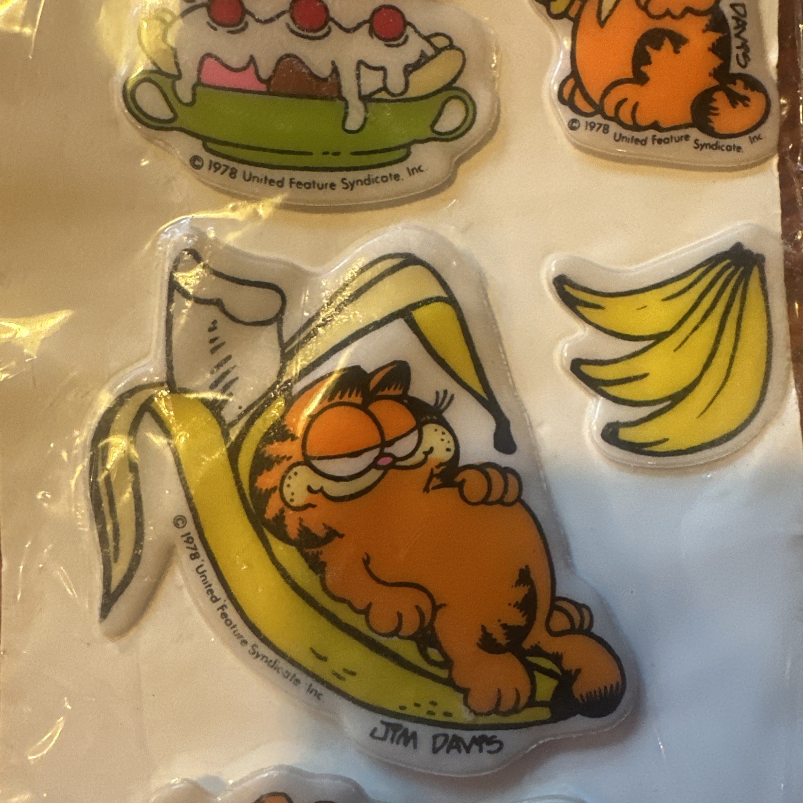 Vintage 1978 GARFIELD Puffy SNS Banana Sticker Sheet - NEW Vintage 1978 GARFIELD Puffy SNS Banana Sticker Sheet - NEW