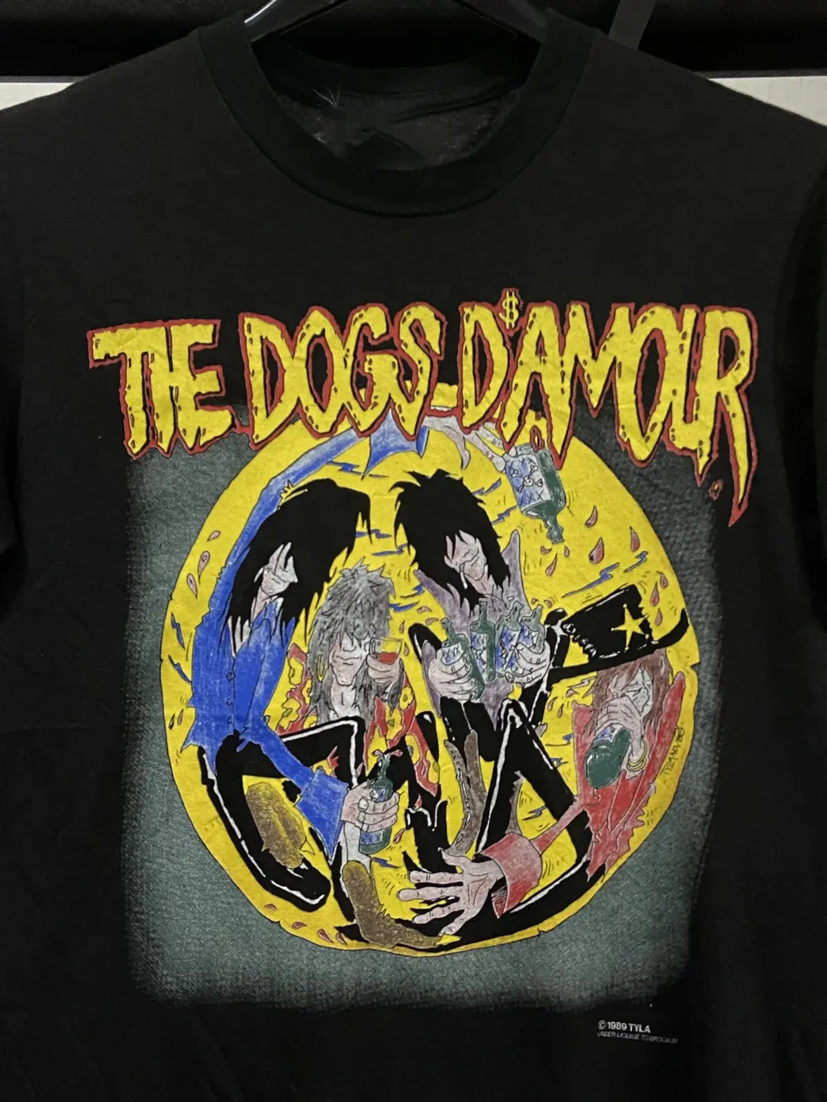 Vintage 1989s The Dogs D\'Amour Punk Glam rock Tour TShirt BL437