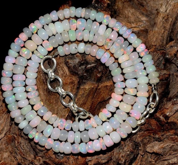 16 Inch Opal Beads Necklace Natural Ethiopian Opal Gemstone Beads Necklaces