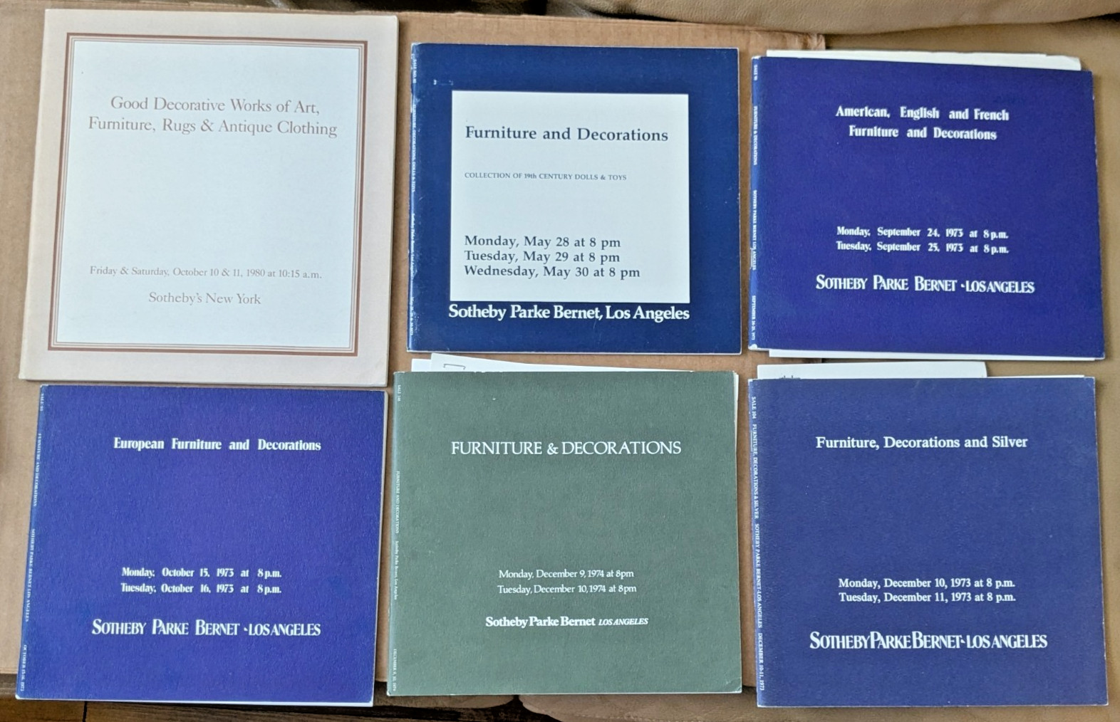 Sotheby\'s 6 Auctions catalog\'s American, French, English Decorations Furn, More Sotheby\'s 6 Auctions catalog\'s American, French, English Decorations Furn, More